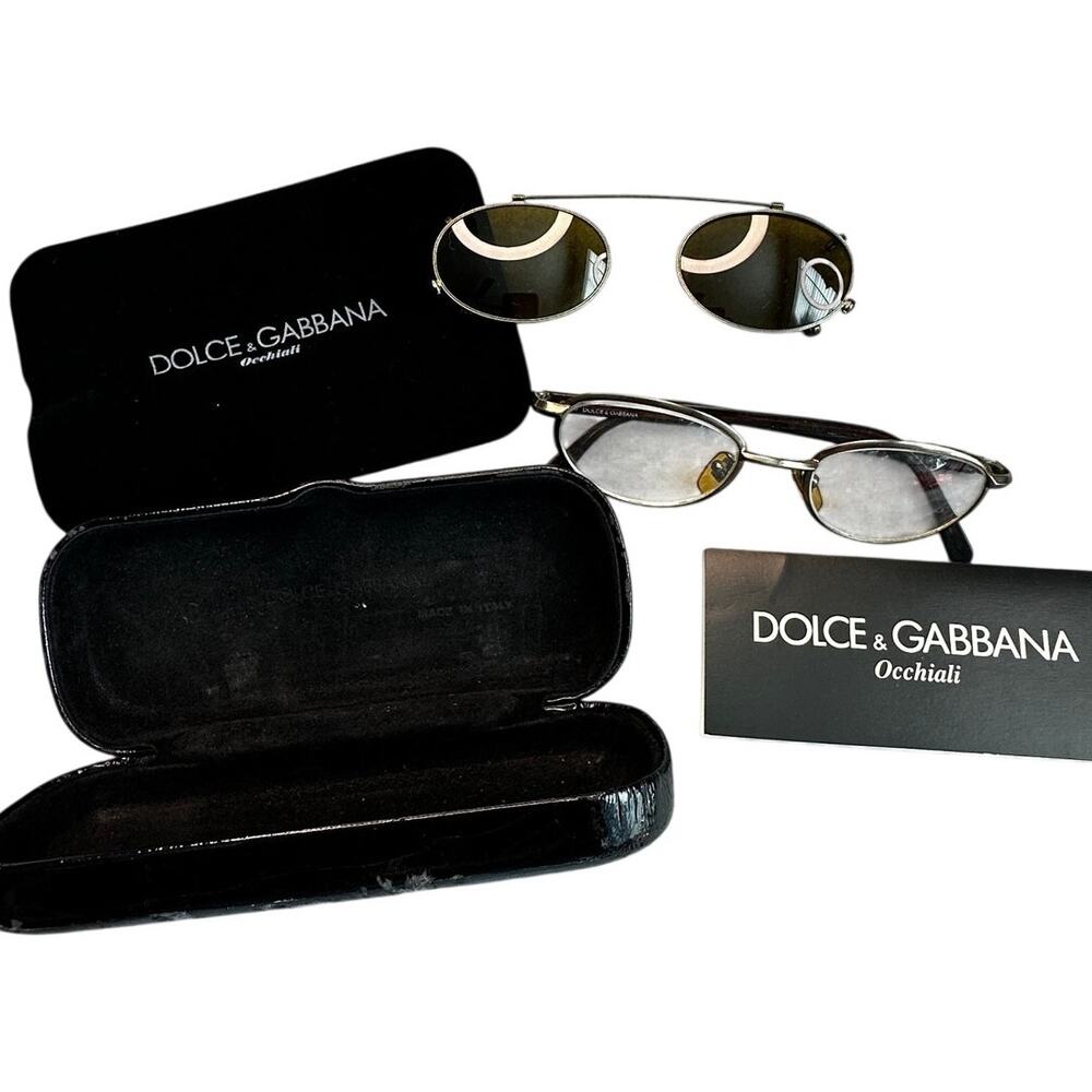 Dolce & Gabbana Elliott 48 Clip On Sunglasses Vintage Oval Optical Frames